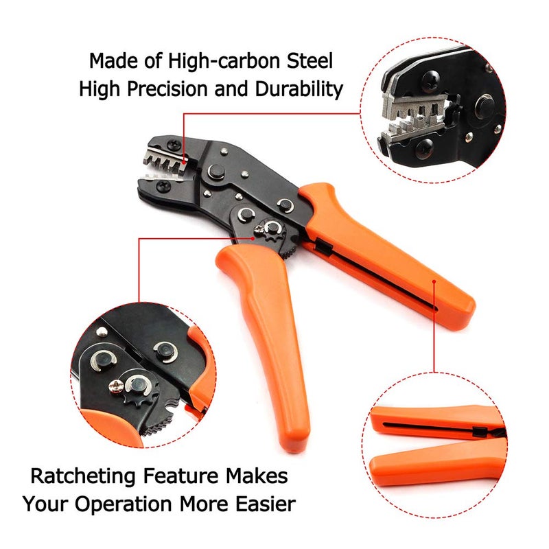 GeeBat Crimping Tool Crimper Plier Ratcheting Wire Pin Connectors for AWG28-16 (0.1-1.5mmÂ²) PH2.0mm/XH2.54mm/Dupont 2.54mm/TAB 2.8mm 3.0mm 3.96mm 4.8mm/KF2510/JST Servo Terminals (Crimping Tool) - Image 2